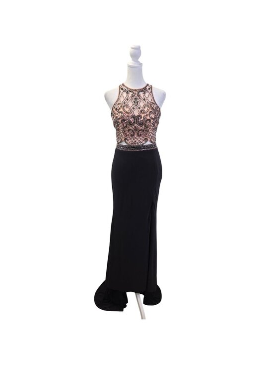 Sherri Hill Dresses & Skirts - Sherri Hill Two Piece Shimmery Sleeveless Cross Stitch Beaded Gown Size 4
